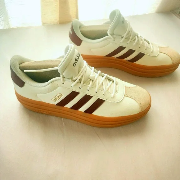 Adidas VL Court Bold Platform Sneakers Wonder White Shadow Red NWOB Men11/Wom12